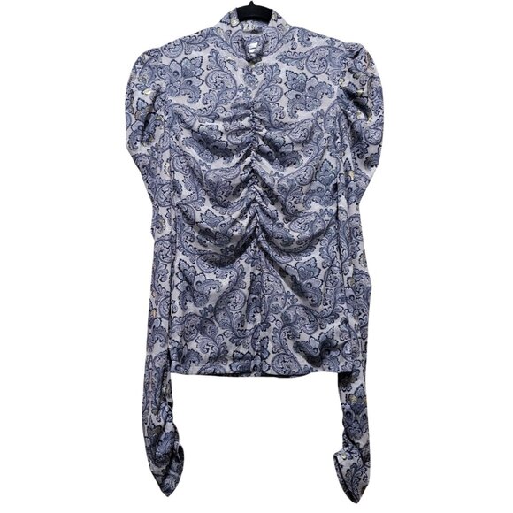 Bliss Ruched Mesh Turtleneck Blouse Small - Picture 1 of 9